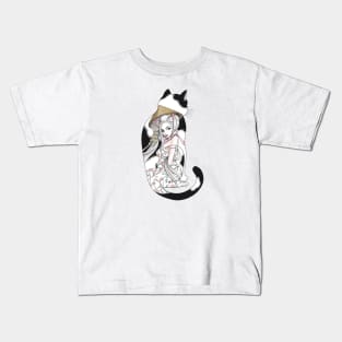 Geisha Cat Tattoo Kids T-Shirt